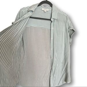 Beach Lunch Lounge mint green / striped button down blouse / shirt
